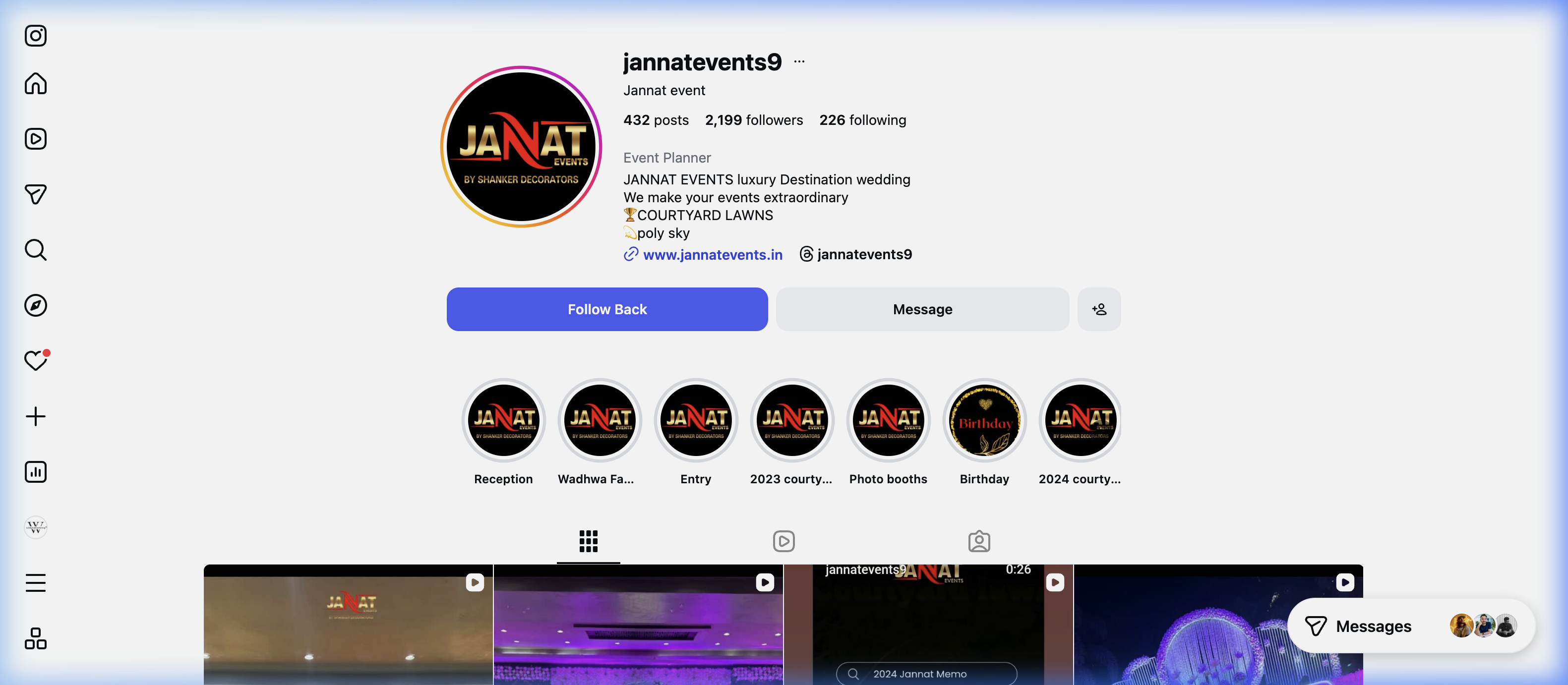 Jannat Events Instagram