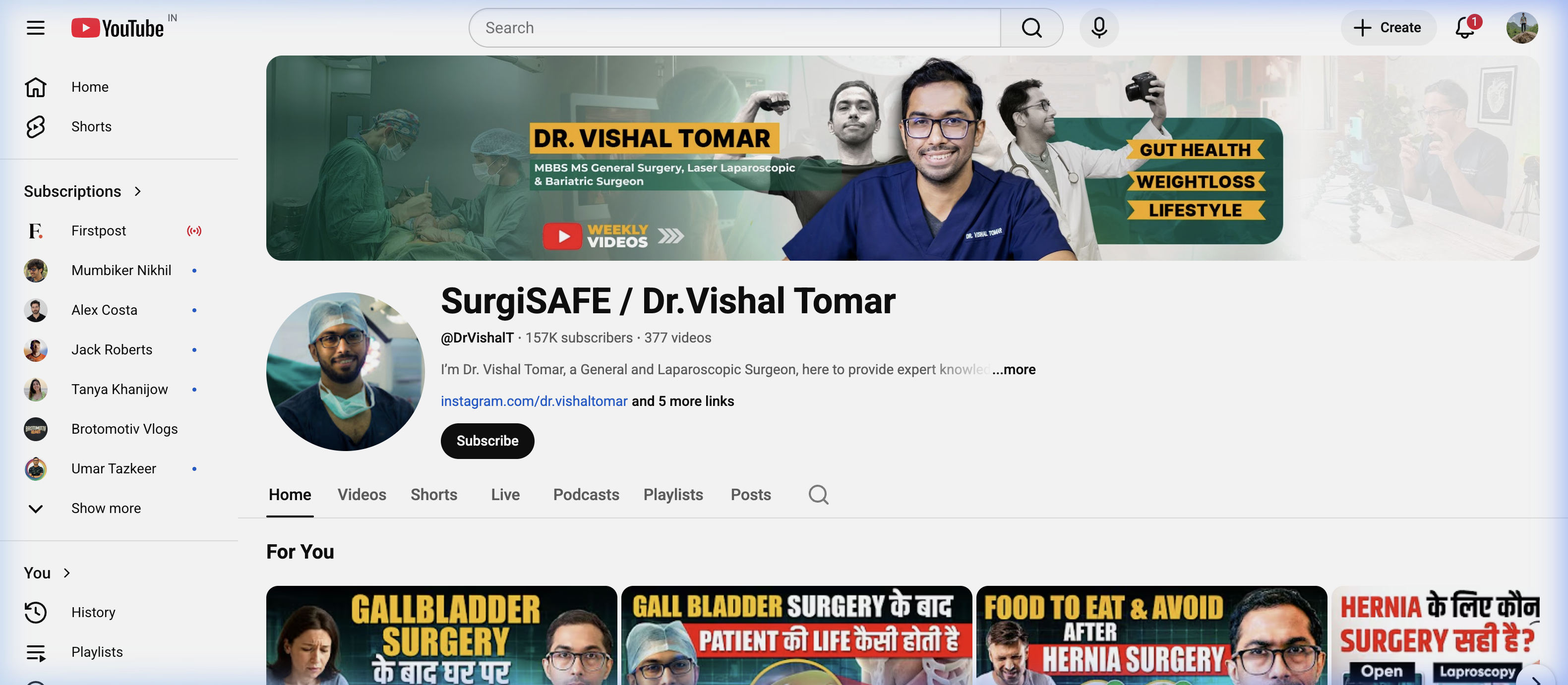 Dr Vishal Tomar YouTube